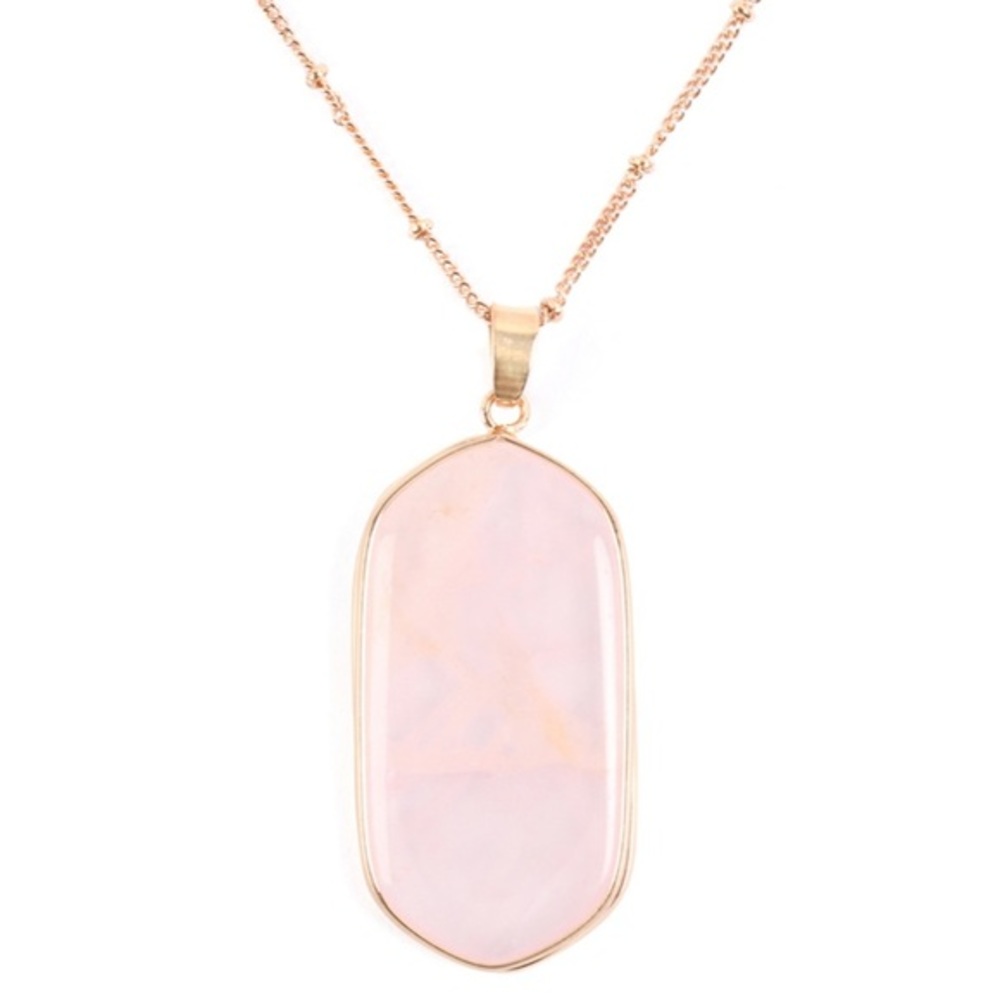 Natural Pink Stone Pendant Necklace